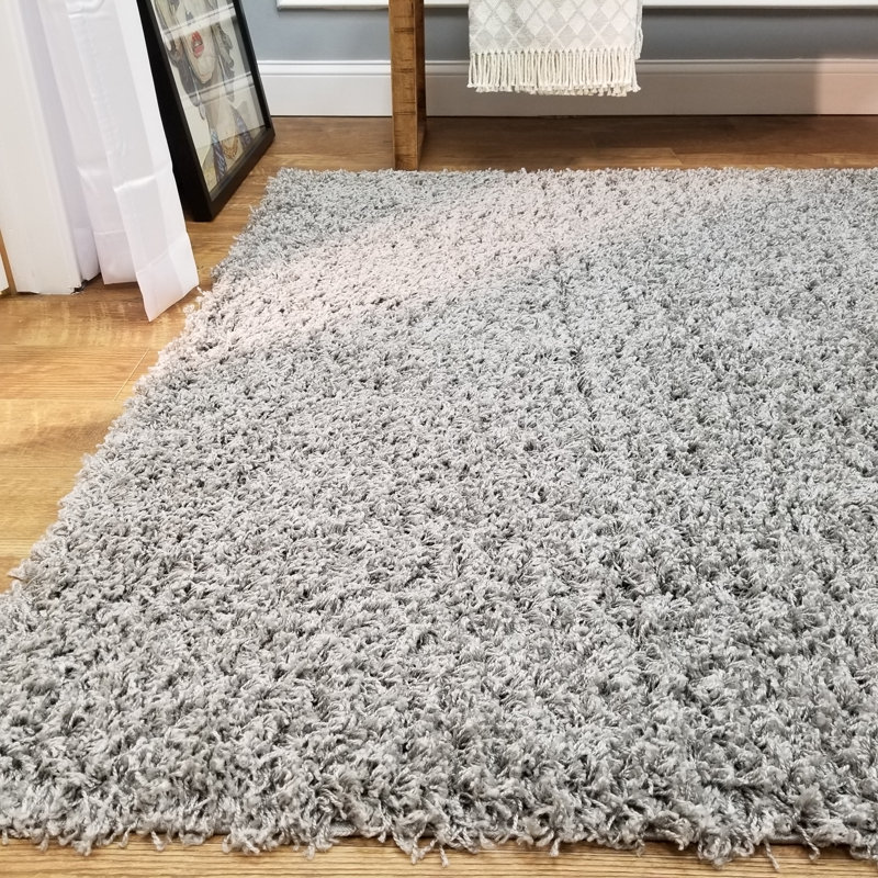 Zipcode Design Hassan Single Solid Gray Shag Area Rug & Reviews Wayfair